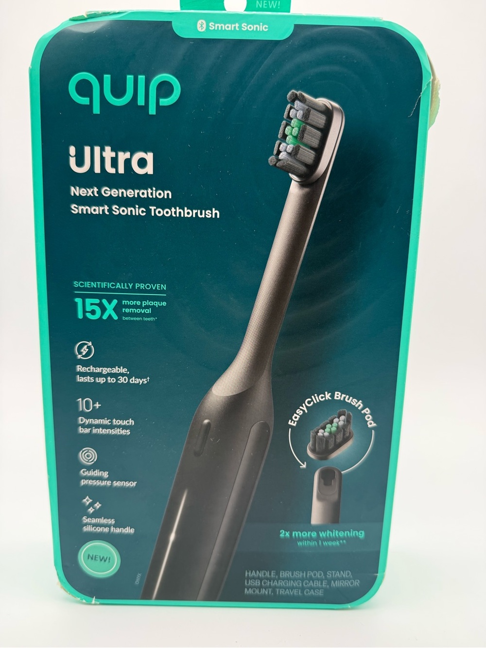 QUIP Ultra Smart Sonic Toothbrush - Black NEW OPEN BOX MISSING MIRROR MOUNT